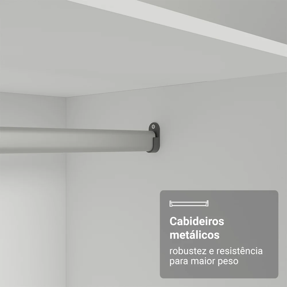 Guarda-Roupa Casal 100% MDF 3 Portas de Correr de Espelho Preto Madesa Royale - Image 8