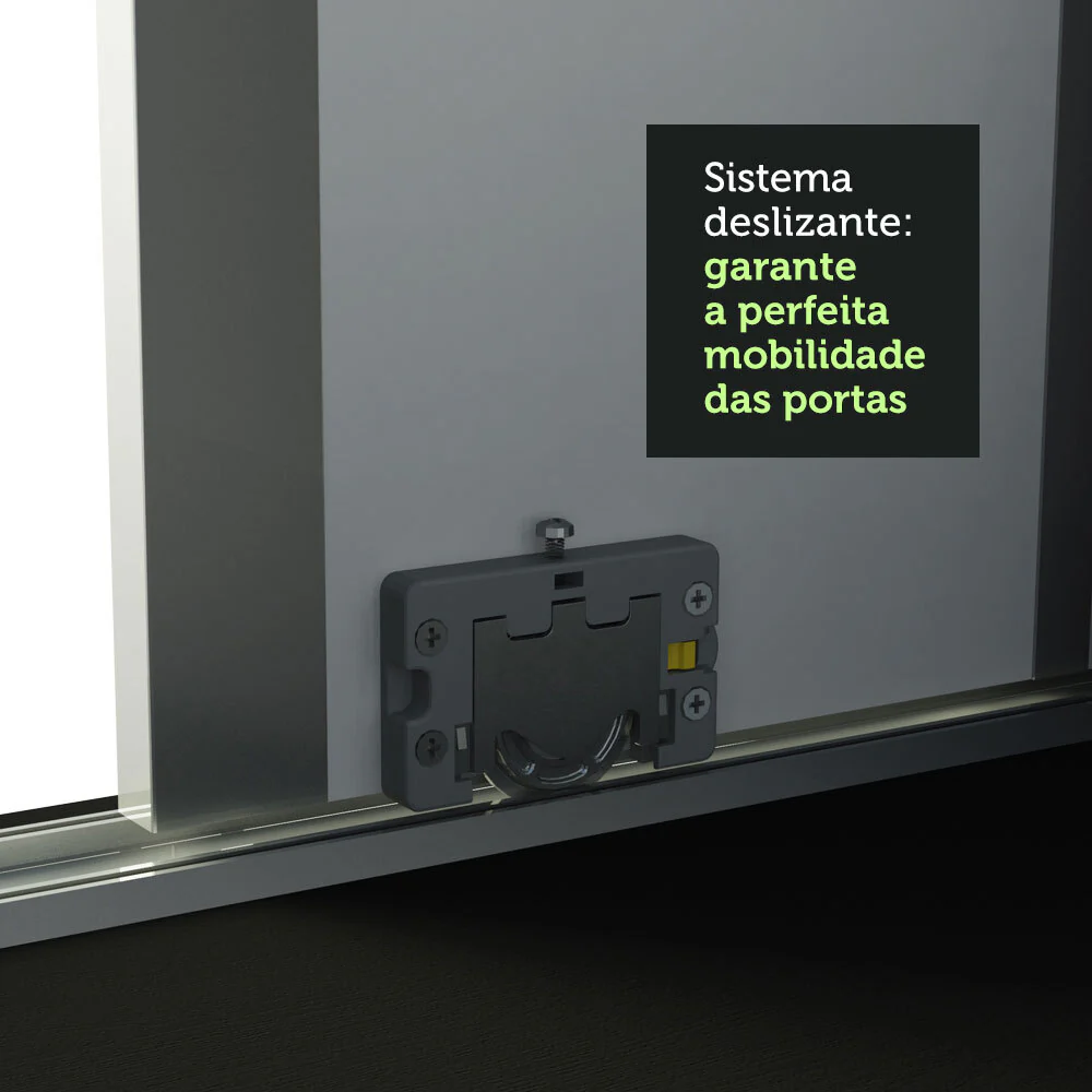 Guarda-Roupa Casal 100% MDF Madesa Royale 3 Portas de Correr Preto - Image 6