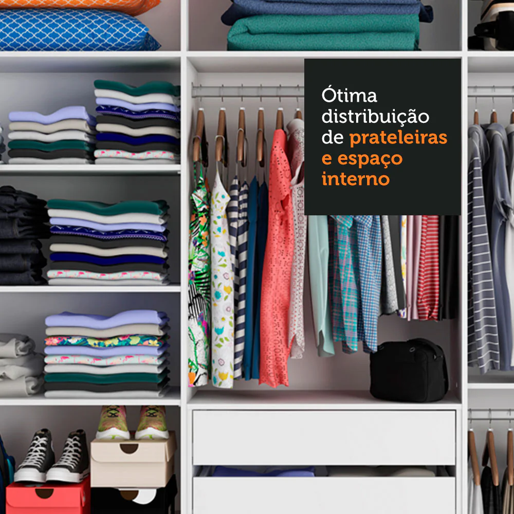 Guarda-Roupa Casal 100% MDF Madesa Royale 3 Portas de Correr Preto/Rustic - Image 9