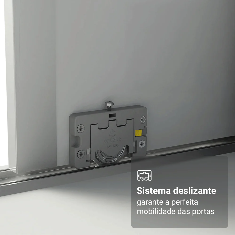 Guarda-Roupa Casal 3 Portas de Correr com Espelho Branco 100% MDF Madesa Zurique - Image 8