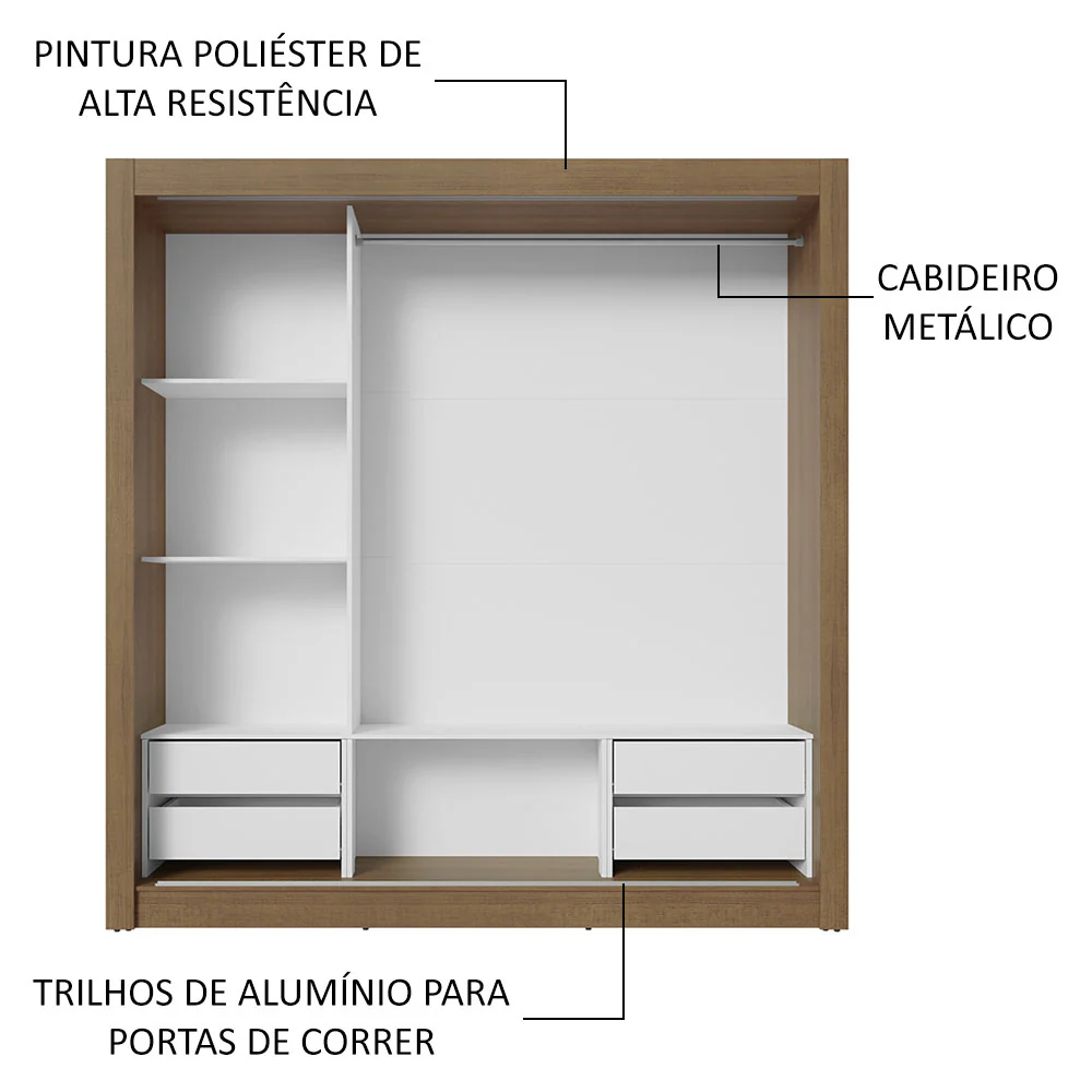 Guarda-Roupa Casal 3 Portas de Correr com Espelho 4 Gavetas Rustic Sublime Plus Madesa - Image 7