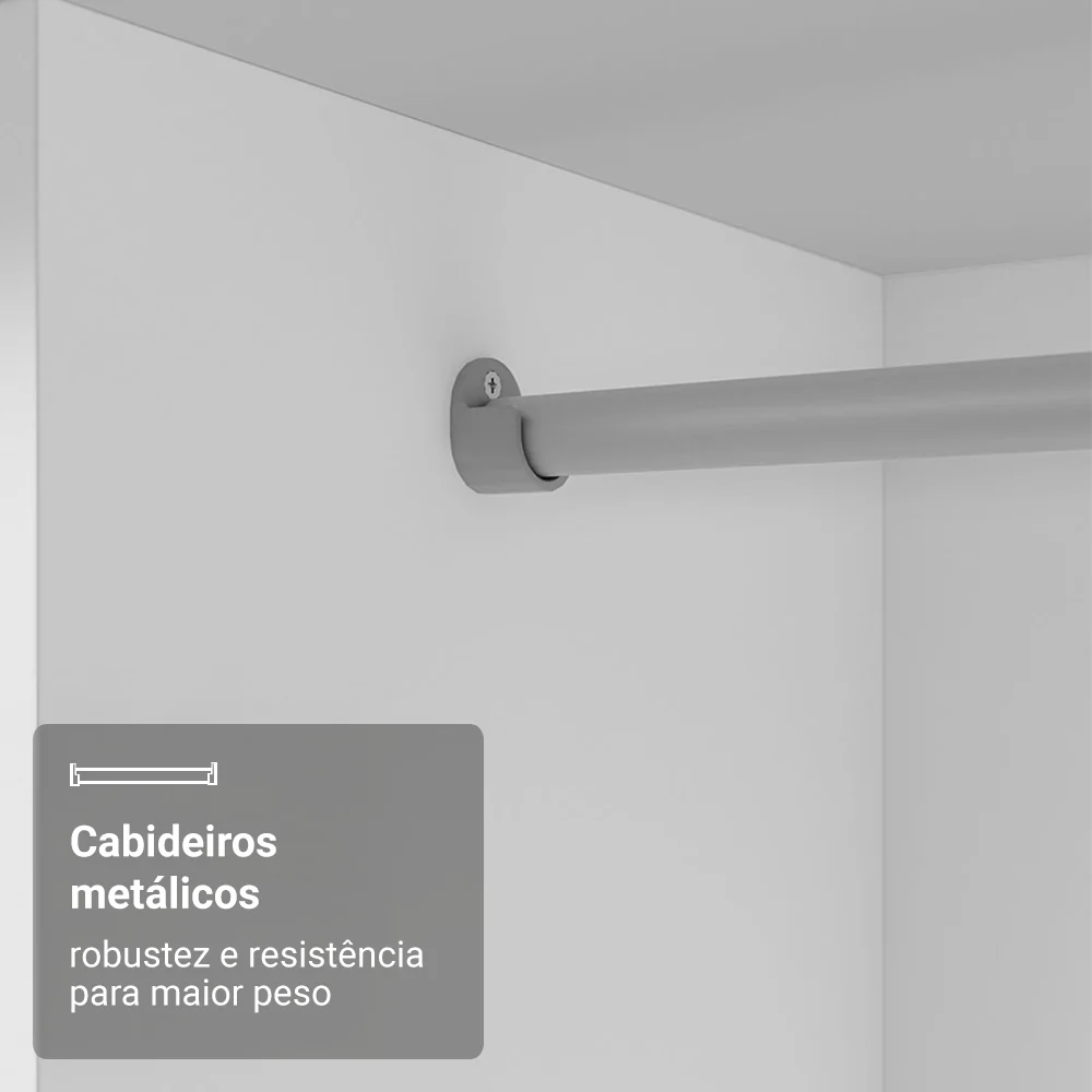 Guarda-Roupa Casal 3 Portas de Correr com Espelho Branco Nobre Madesa - Image 6