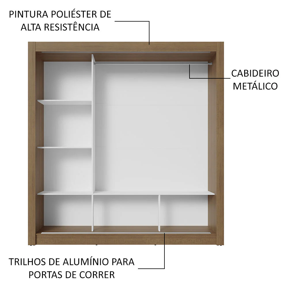 Guarda-Roupa Casal 3 Portas de Correr com Espelho Rustic/Cinza Nobre Madesa - Image 6