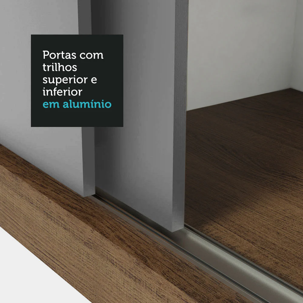 Guarda-Roupa Casal 3 Portas de Correr com Espelhos Rustic/Cinza Nobre Madesa - Image 9