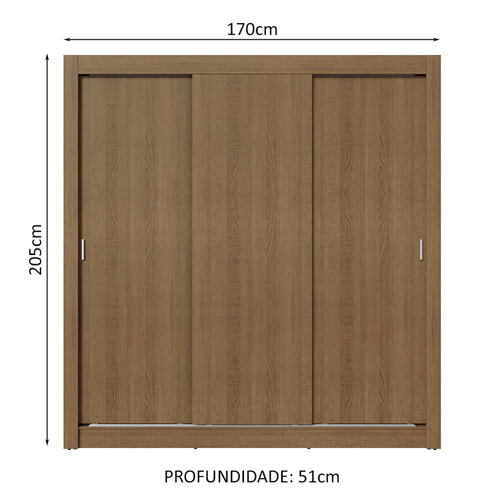 Guarda-Roupa Casal 3 Portas de Correr Rustic Sublime Plus Madesa - Image 3