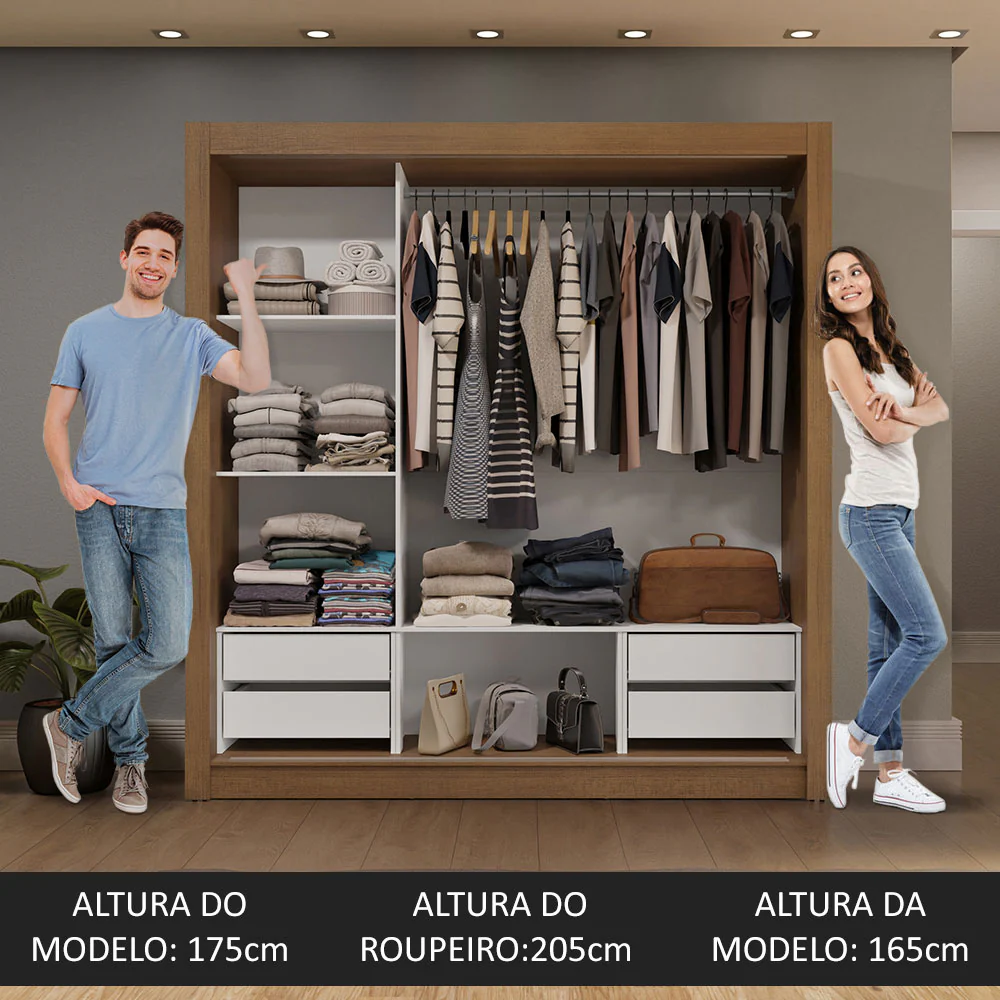 Guarda-Roupa Casal 3 Portas de Correr Rustic Sublime Plus Madesa - Image 5