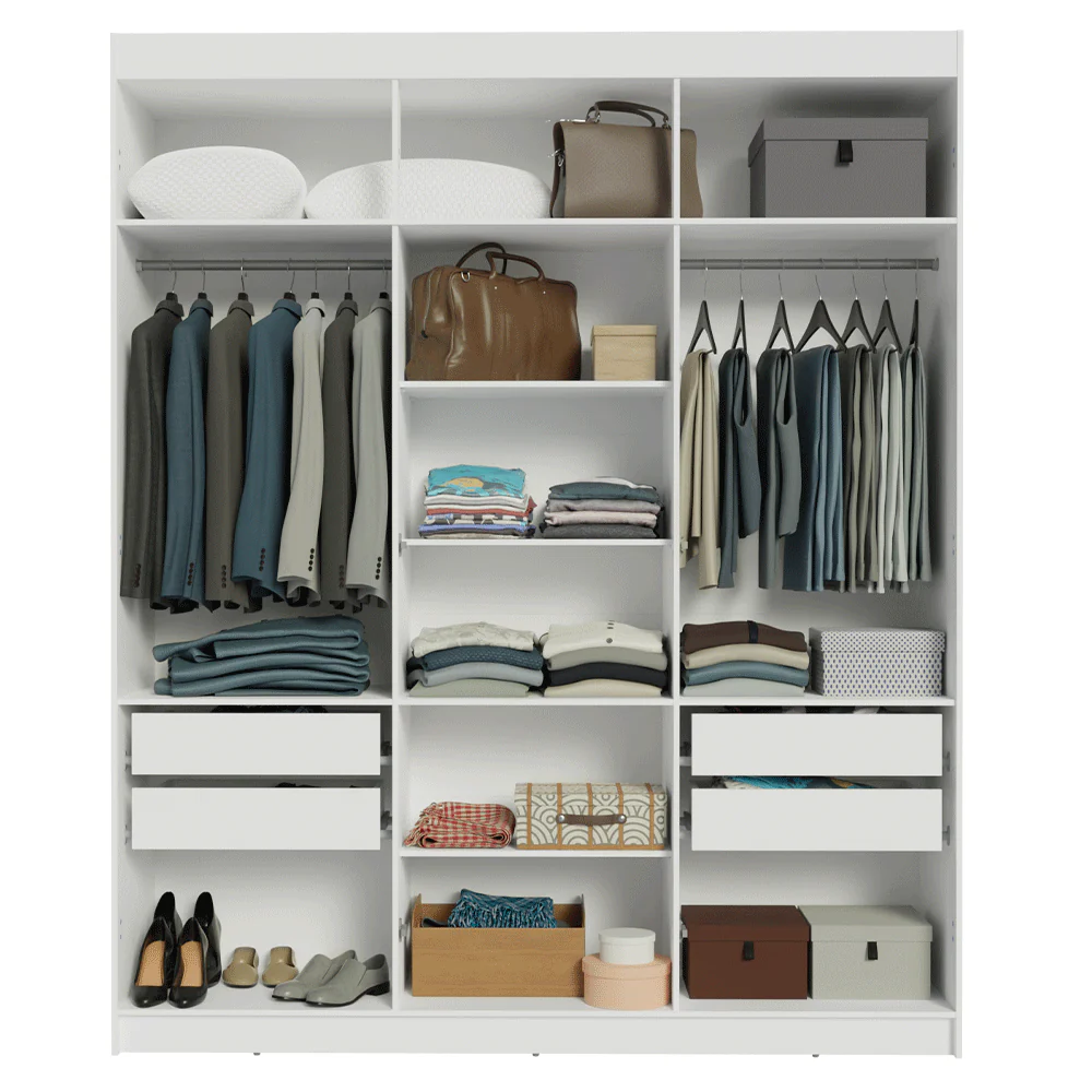 Guarda-Roupa Casal 6 Portas Batentes Branco/Branco/Rustic Venus Madesa - Image 9