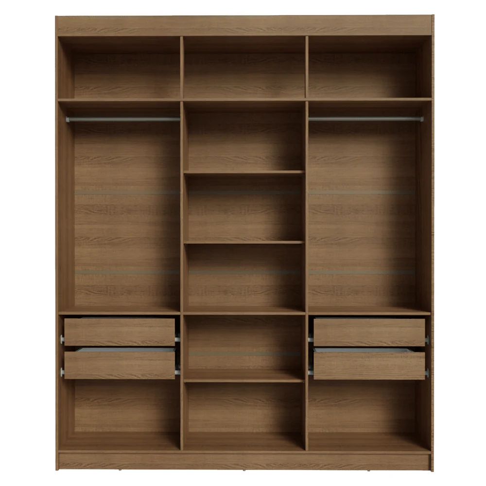 Guarda-Roupa Casal 6 Portas Batentes Rustic/Crema/Rustic Venus Madesa - Image 8