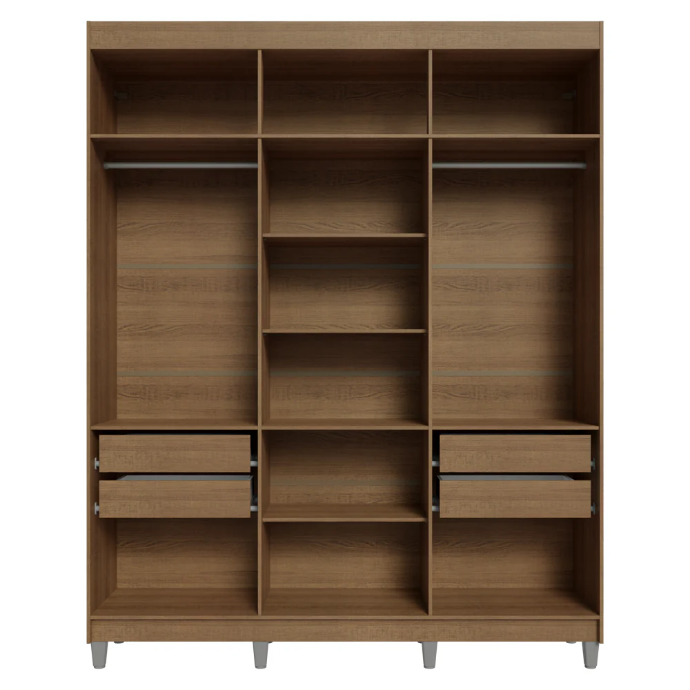 Guarda-Roupa Casal com Pés 6 Portas Batentes Rustic/Branco/Rustic Venus Madesa - Image 8