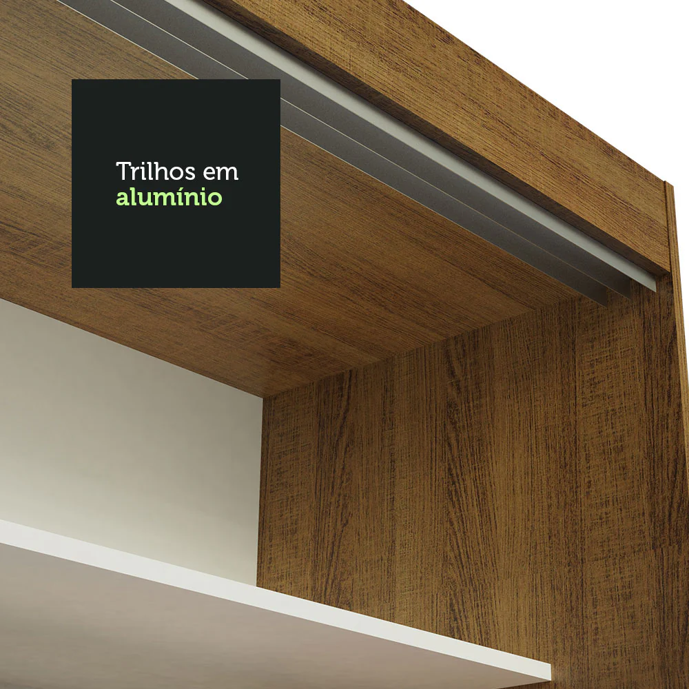 Guarda-Roupa Casal Madesa Austin 4 Portas de Correr 3 Gavetas Rustic/Branco - Image 10