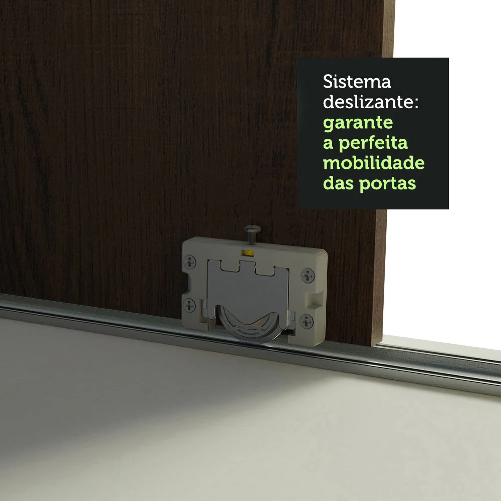 Guarda-Roupa Casal Madesa Austin 4 Portas de Correr com Espelhos 3 Gavetas Branco/Rustic - Image 6