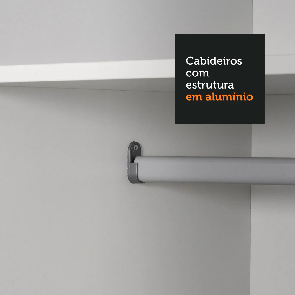 Guarda-Roupa Casal Madesa Austin 4 Portas de Correr de Espelho 3 Gavetas Preto/Branco - Image 9
