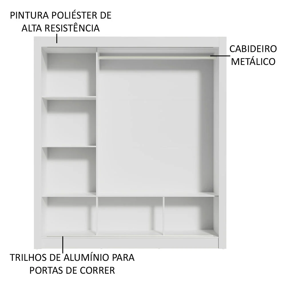 Guarda-Roupa Casal Madesa Mônaco 3 Portas de Correr com Espelhos Branco/Rustic - Image 6