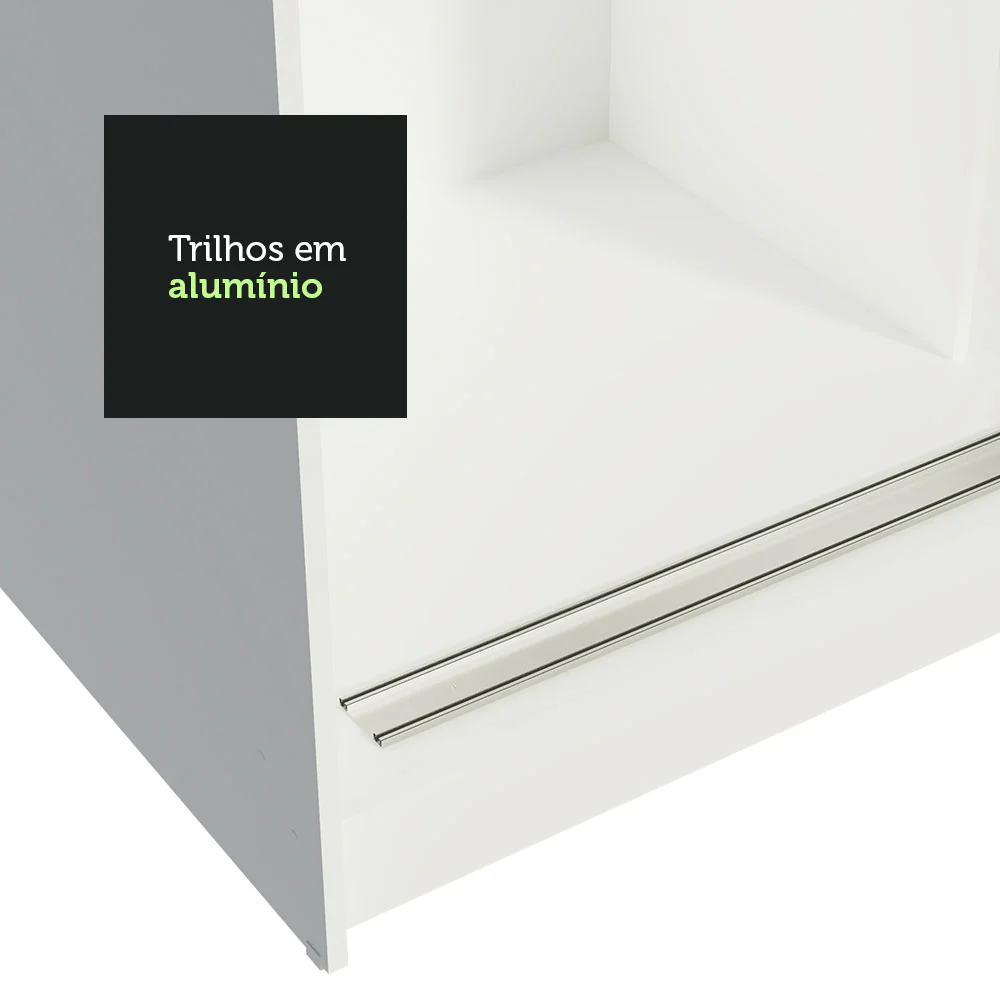 Guarda-Roupa Casal Madesa Reno 3 Portas de Correr com Espelhos Branco/Cinza - Image 8