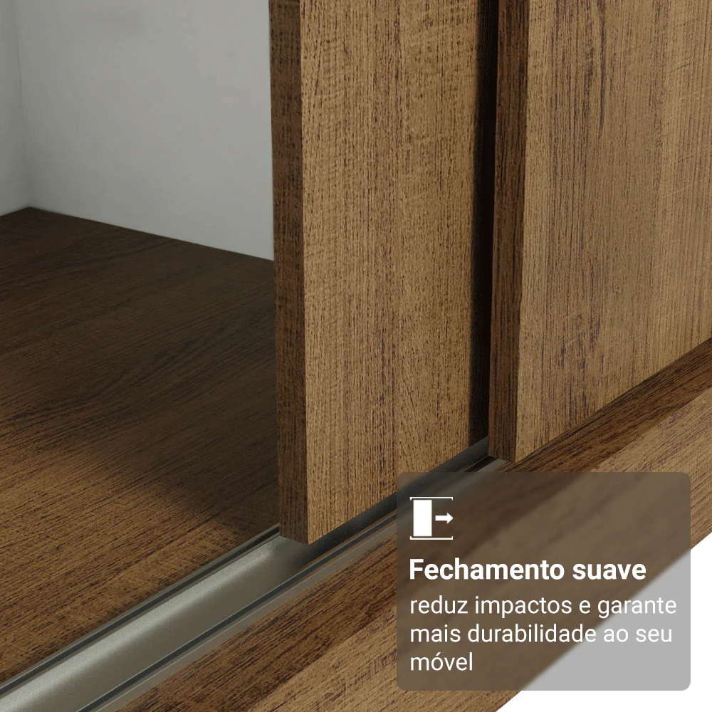 Guarda-Roupa Casal 3 Portas de Correr com Espelho Rustic Madesa Reno - Image 5