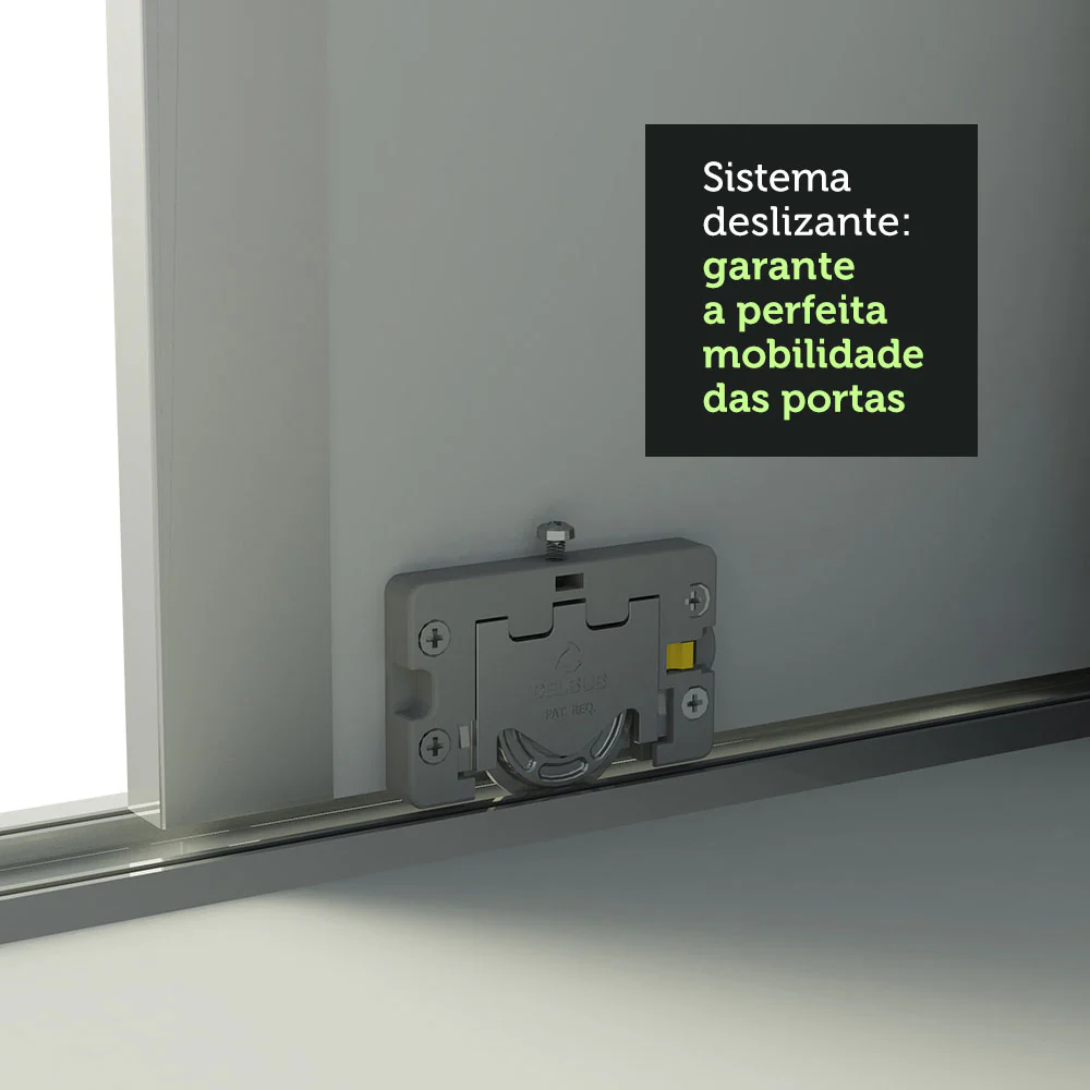 Guarda-Roupa Casal 100% MDF Madesa Royale 3 Portas de Correr com Pés Branco - Image 6