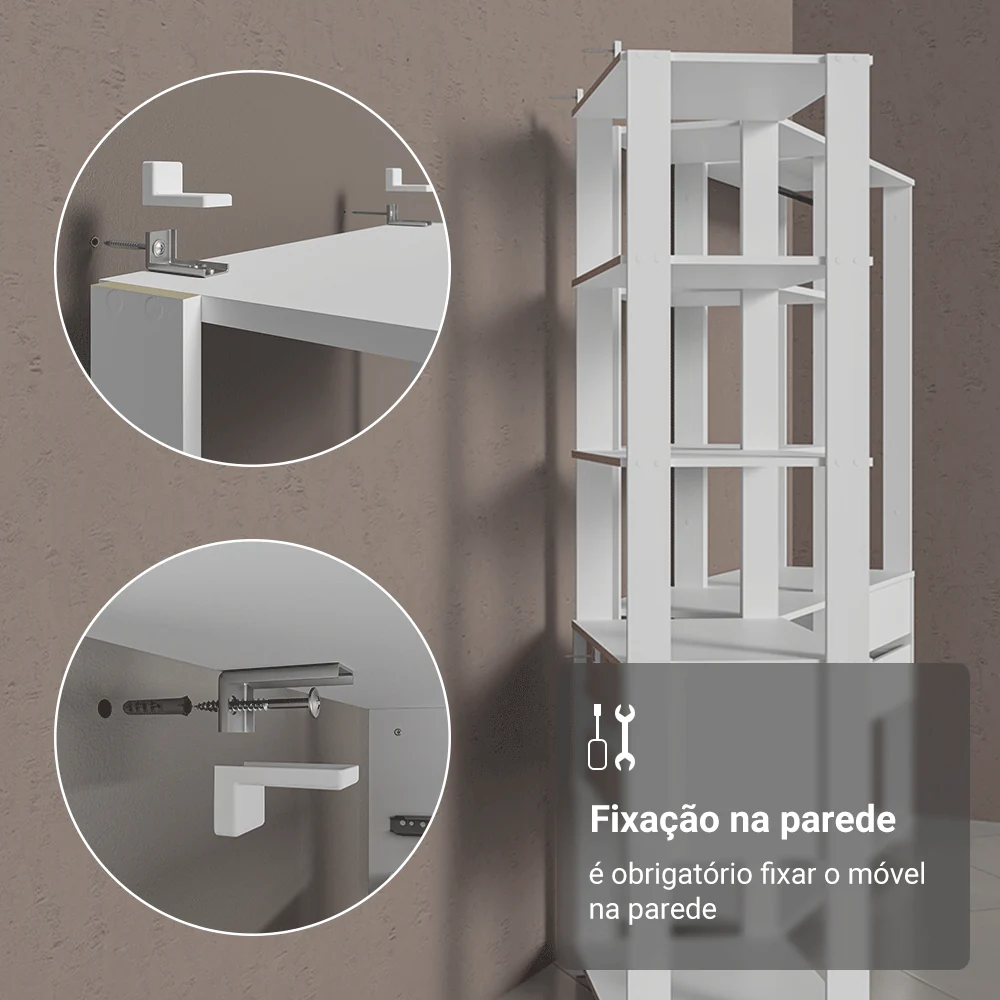 Guarda-Roupa Closet Modulado 2 Gavetas 188 cm Branco Valencia Madesa - Image 7