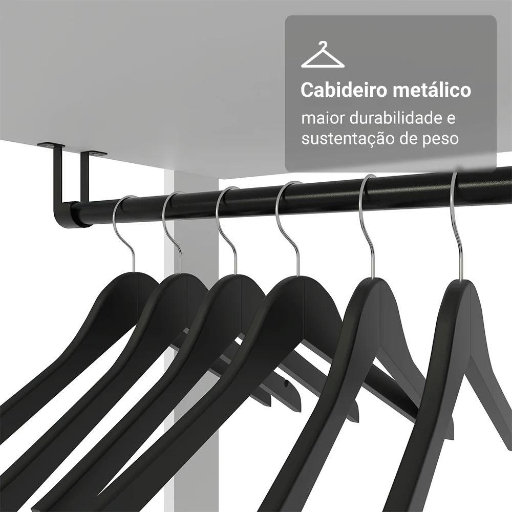 Guarda-Roupa Closet Modulado 4 Gavetas 140 cm Branco Valencia Madesa - Image 6
