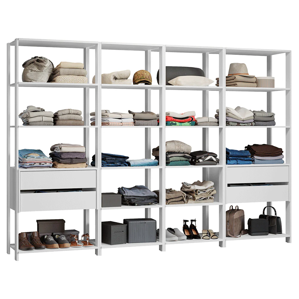 Guarda-Roupa Closet Modulado 4 Gavetas 258 cm Branco Valencia Madesa 06 - Image 2