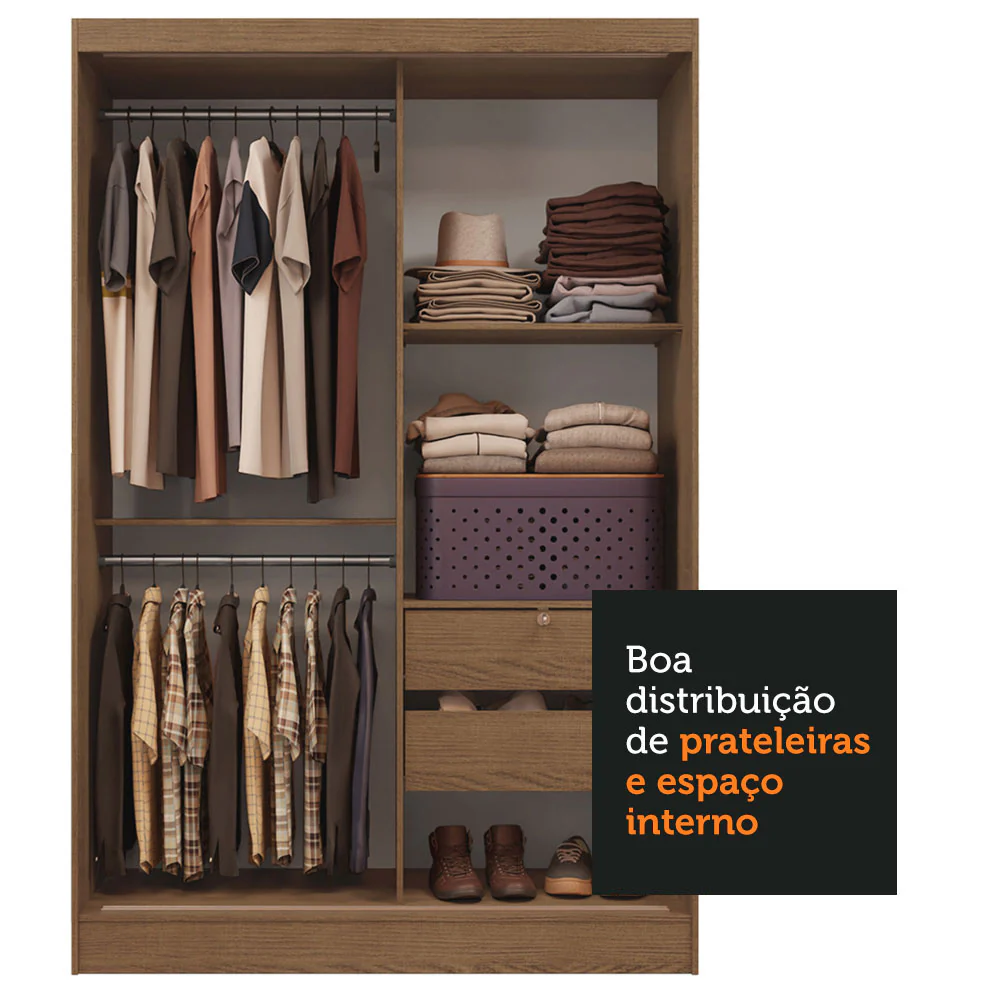 Guarda-Roupa Infantil Madesa Nick 2 Portas de Correr Rustic - Image 6