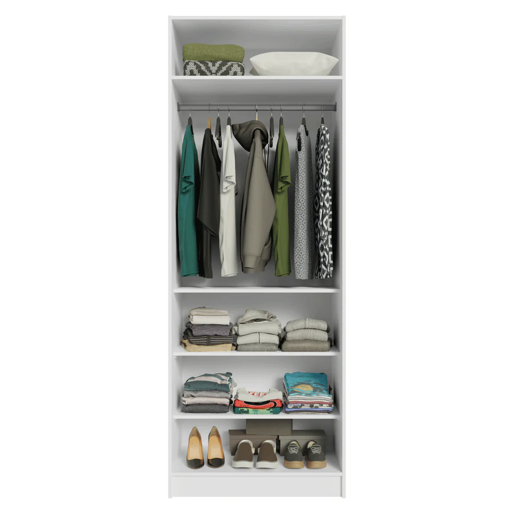 Guarda-Roupa Modulado 2 Portas 4 Prateleiras 1 Cabideiro Branco Neo Madesa - Image 5