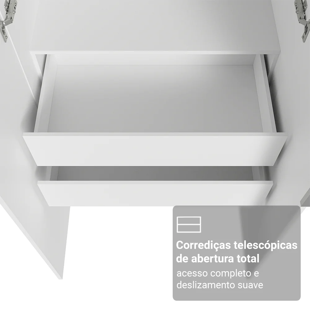 Guarda-Roupa Modulado de Canto 310 cm 5 Portas 2 Gavetas Branco Neo Madesa 02 - Image 8