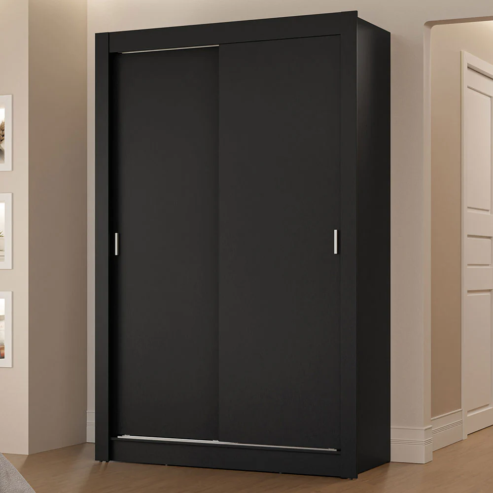 Guarda-Roupa Solteiro 2 Portas de Correr 2 Gavetas Preto Vivare Madesa