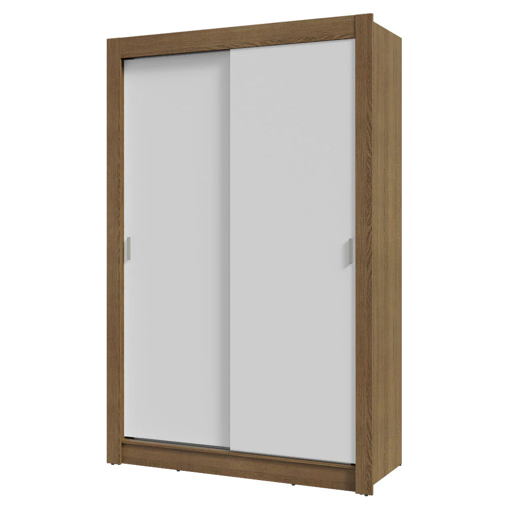 Guarda-Roupa Solteiro 2 Portas de Correr 4 Gavetas Rustic/Branco Vivare Plus Madesa - Image 2