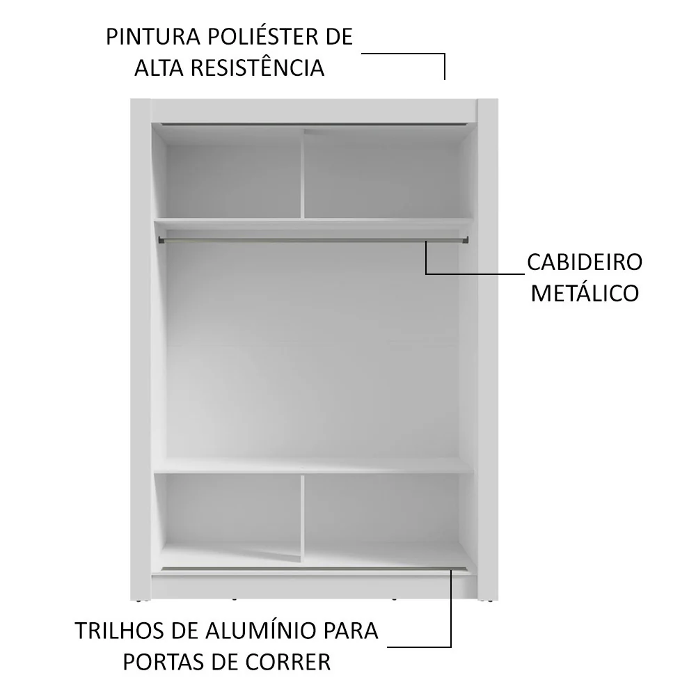 Guarda-Roupa Solteiro 2 Portas de Correr Branco/Rustic Milano Madesa - Image 6
