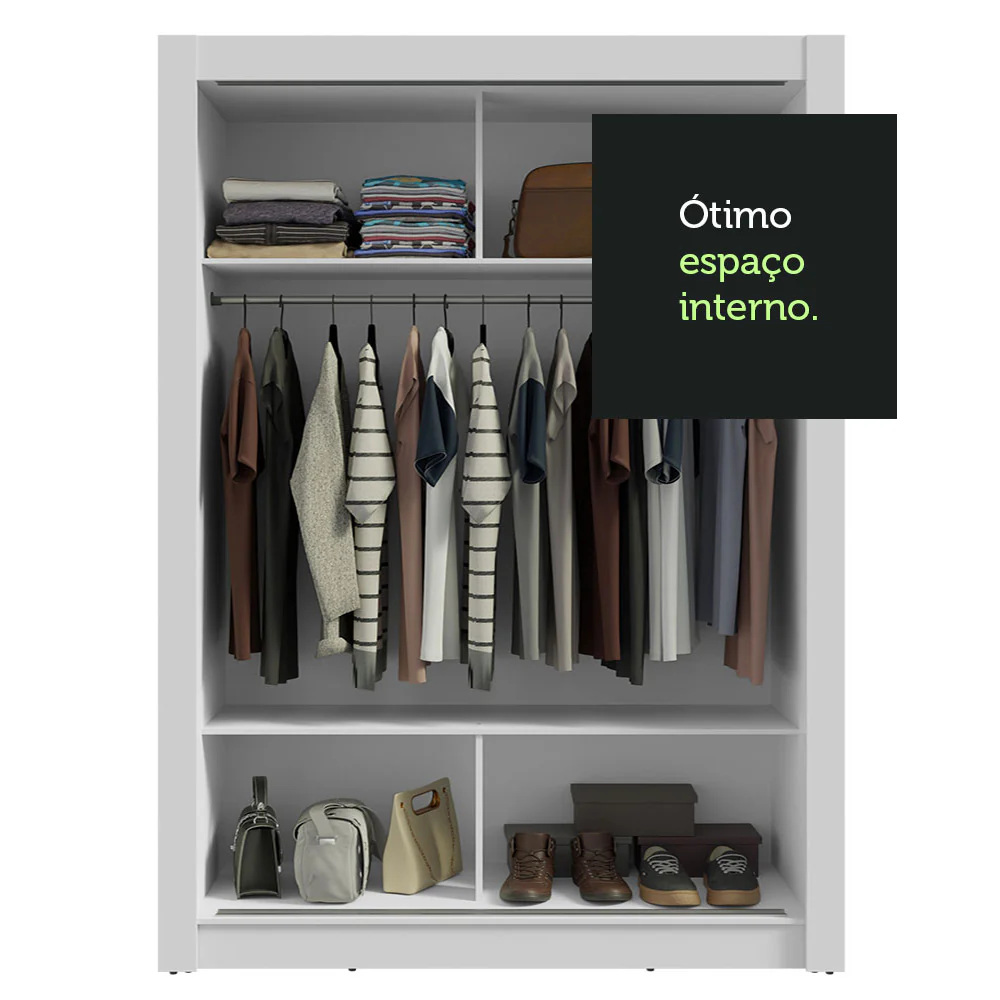Guarda-Roupa Solteiro 2 Portas de Correr Branco/Rustic Milano Madesa - Image 8