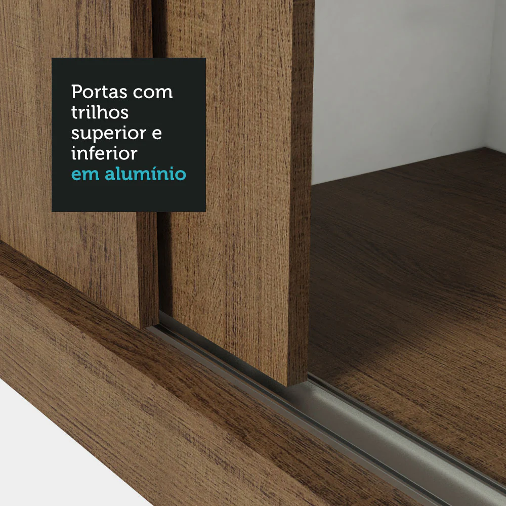 Guarda-Roupa Solteiro 2 Portas de Correr com Espelho Rustic Milano Madesa - Image 9