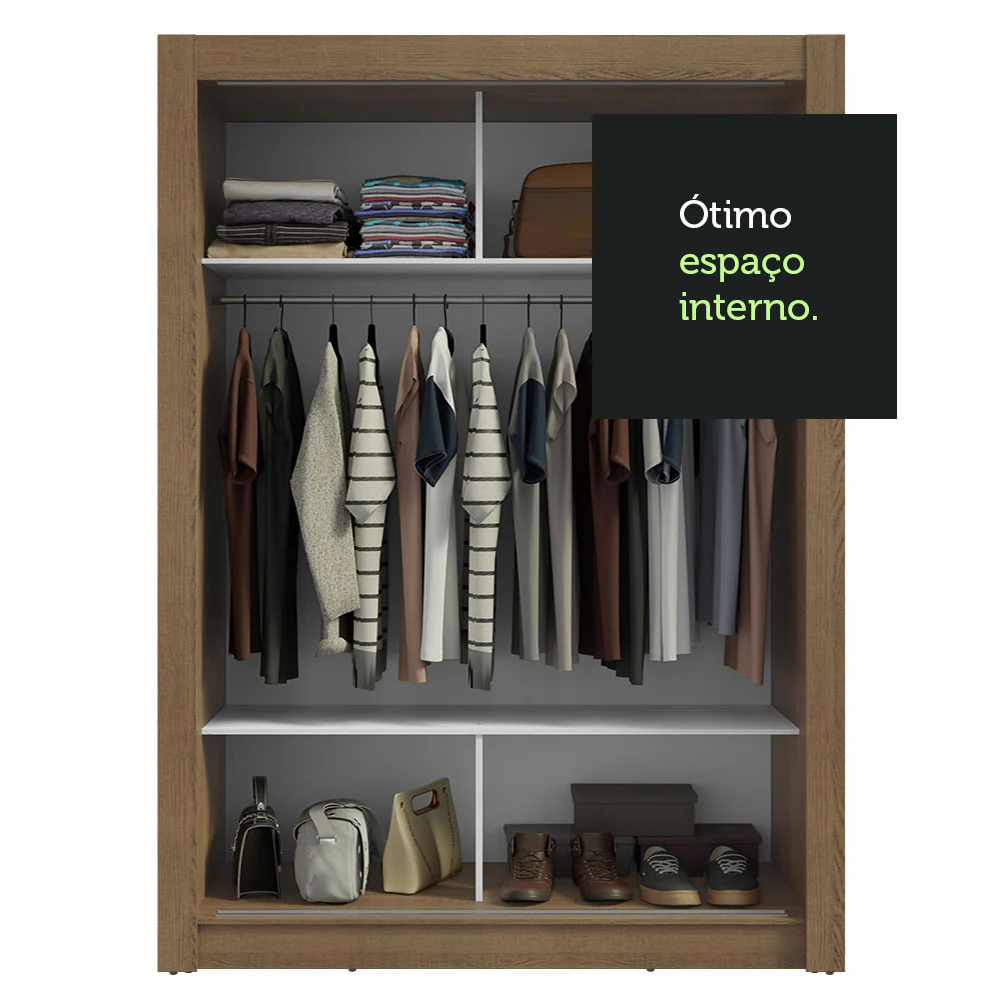 Guarda-Roupa Solteiro 2 Portas de Correr com Espelhos Rustic Milano Madesa - Image 8