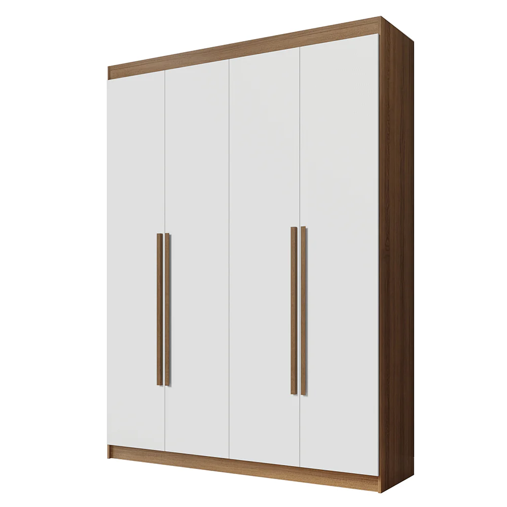Guarda-Roupa Solteiro 4 Portas Batentes Rustic/Branco/Rustic Venus Madesa - Image 2