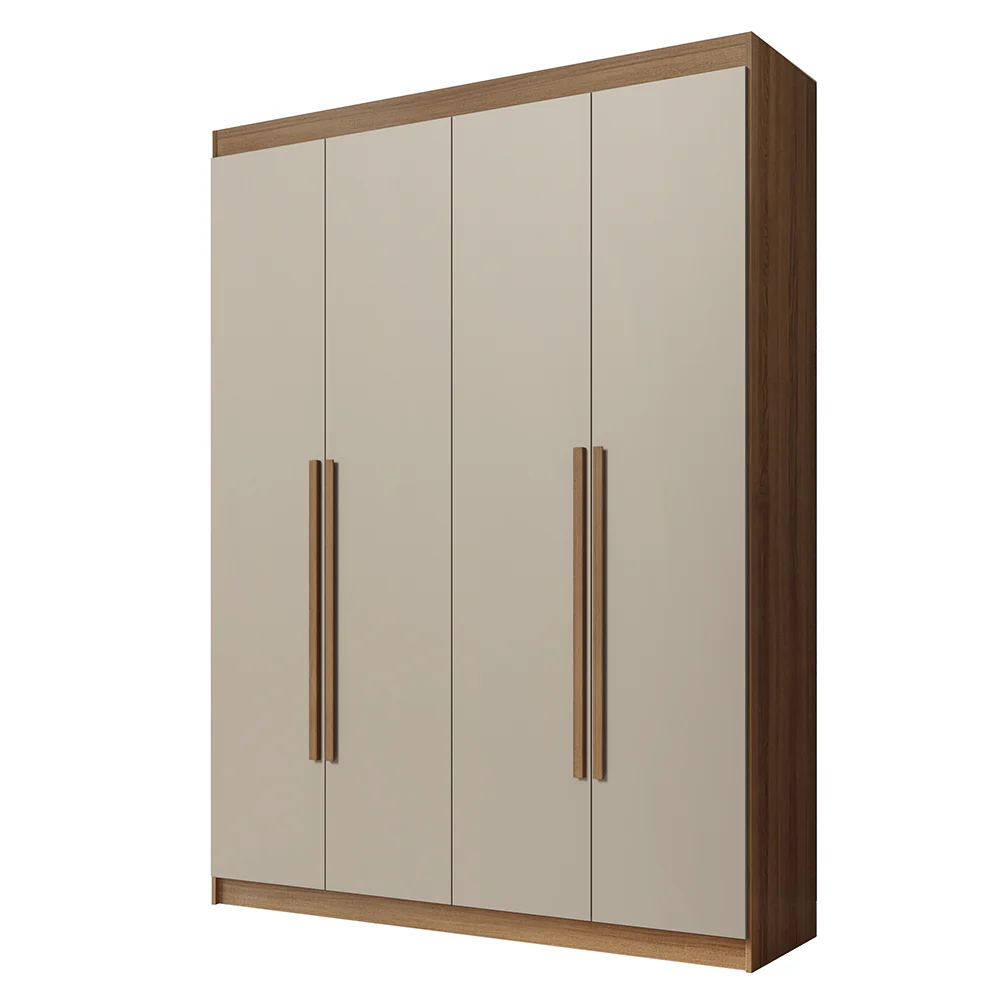 Guarda-Roupa Solteiro 4 Portas Batentes Rustic/Crema/Rustic Venus Madesa - Image 2