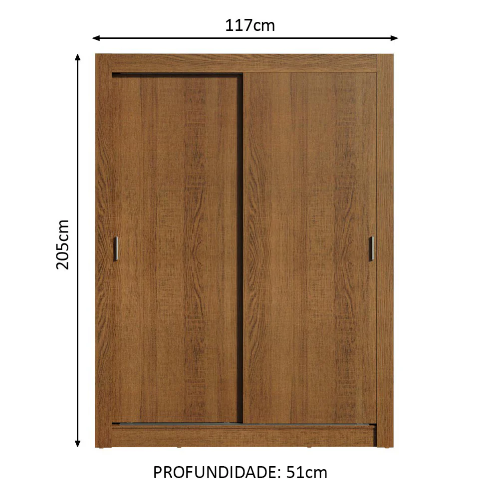 Guarda-Roupa Solteiro Madesa Dallas 2 Portas de Correr 2 Gavetas Rustic - Image 3