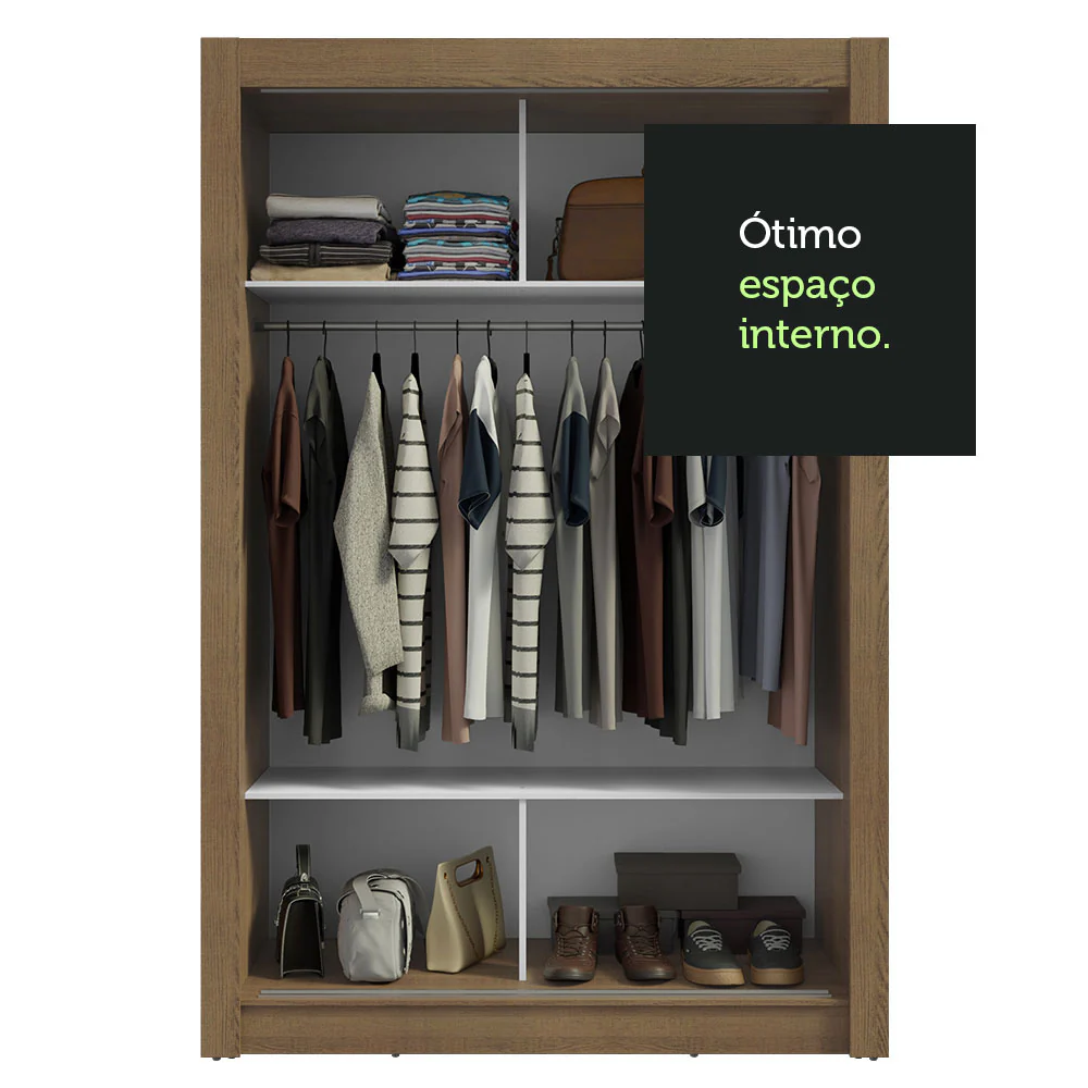 Guarda-Roupa Solteiro Madesa Denver 2 Portas de Correr com Espelho Rustic/Cinza - Image 7
