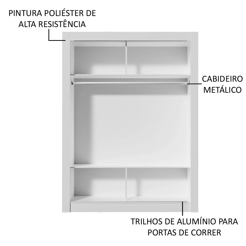 Guarda-Roupa Solteiro Madesa Denver 2 Portas de Correr Branco/Rustic - Image 6