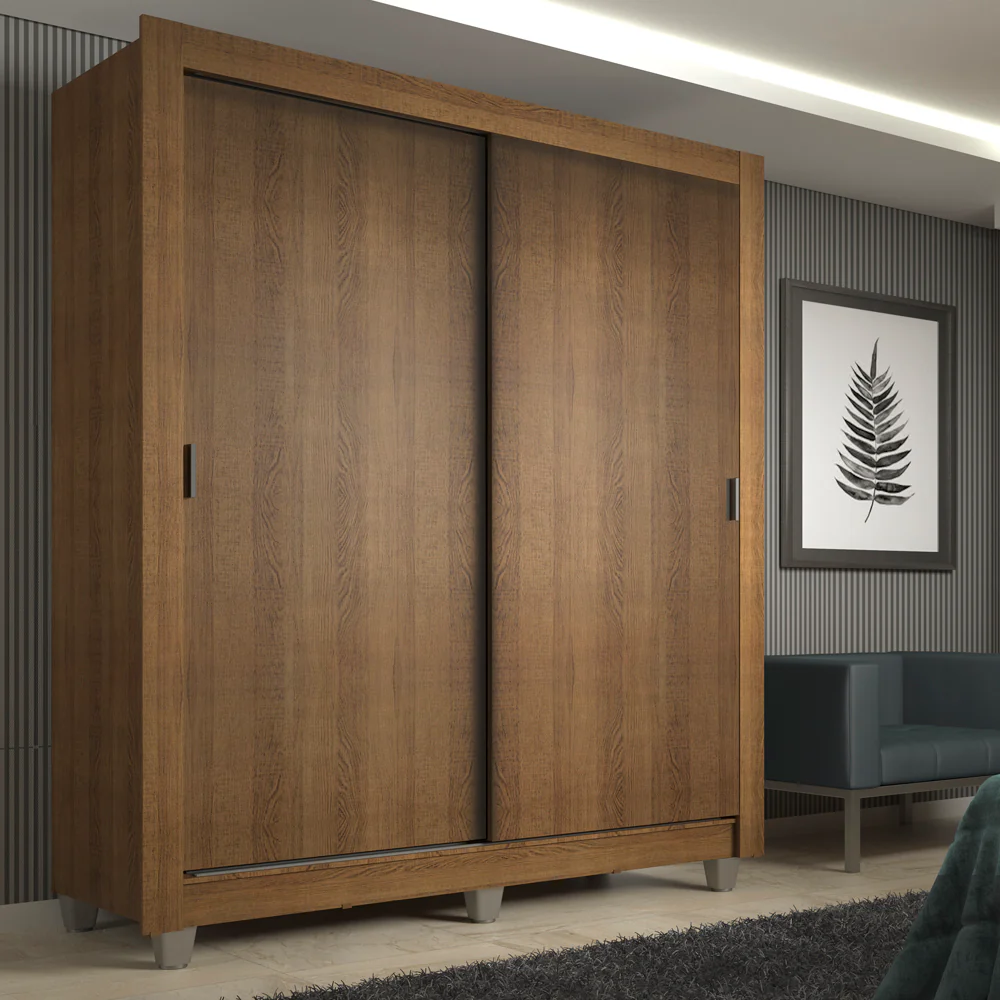 Guarda-Roupa Solteiro Madesa Denver 2 Portas de Correr com Pés Rustic