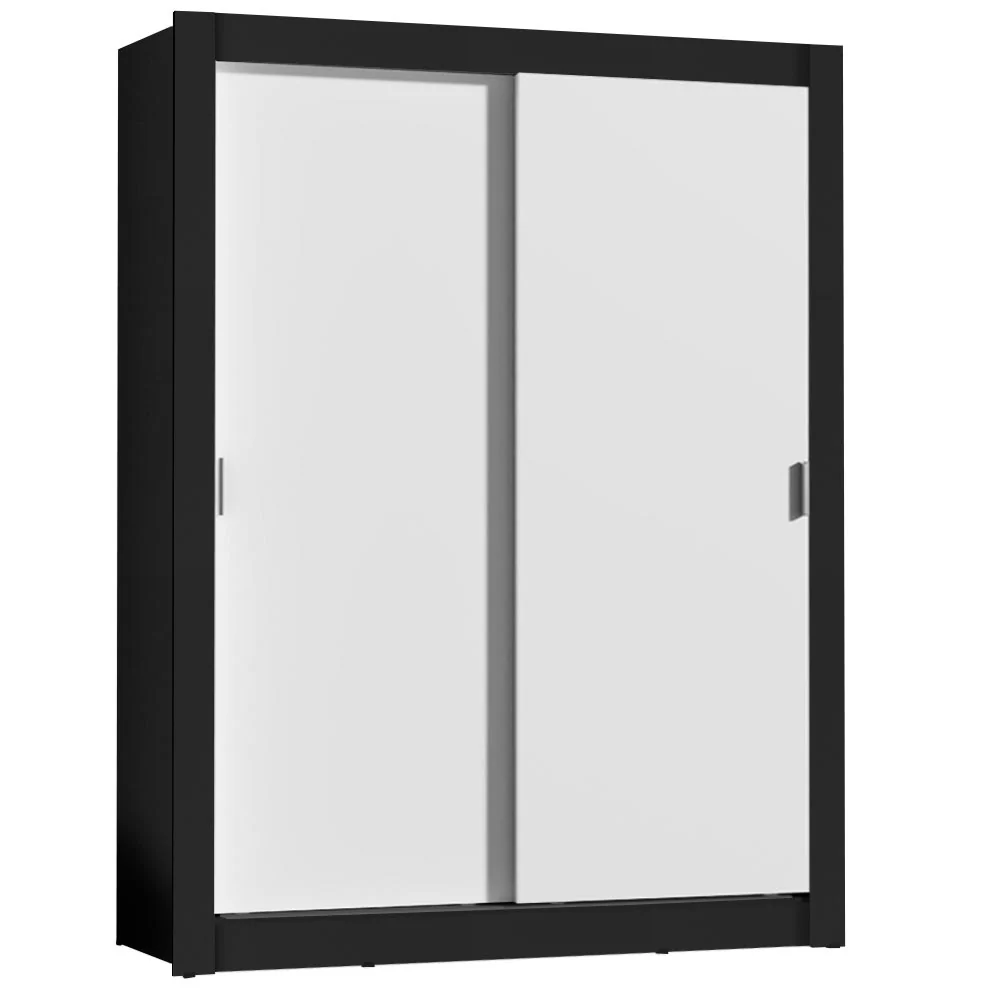 Guarda-Roupa Solteiro Madesa Denver 2 Portas de Correr Preto/Branco - Image 2