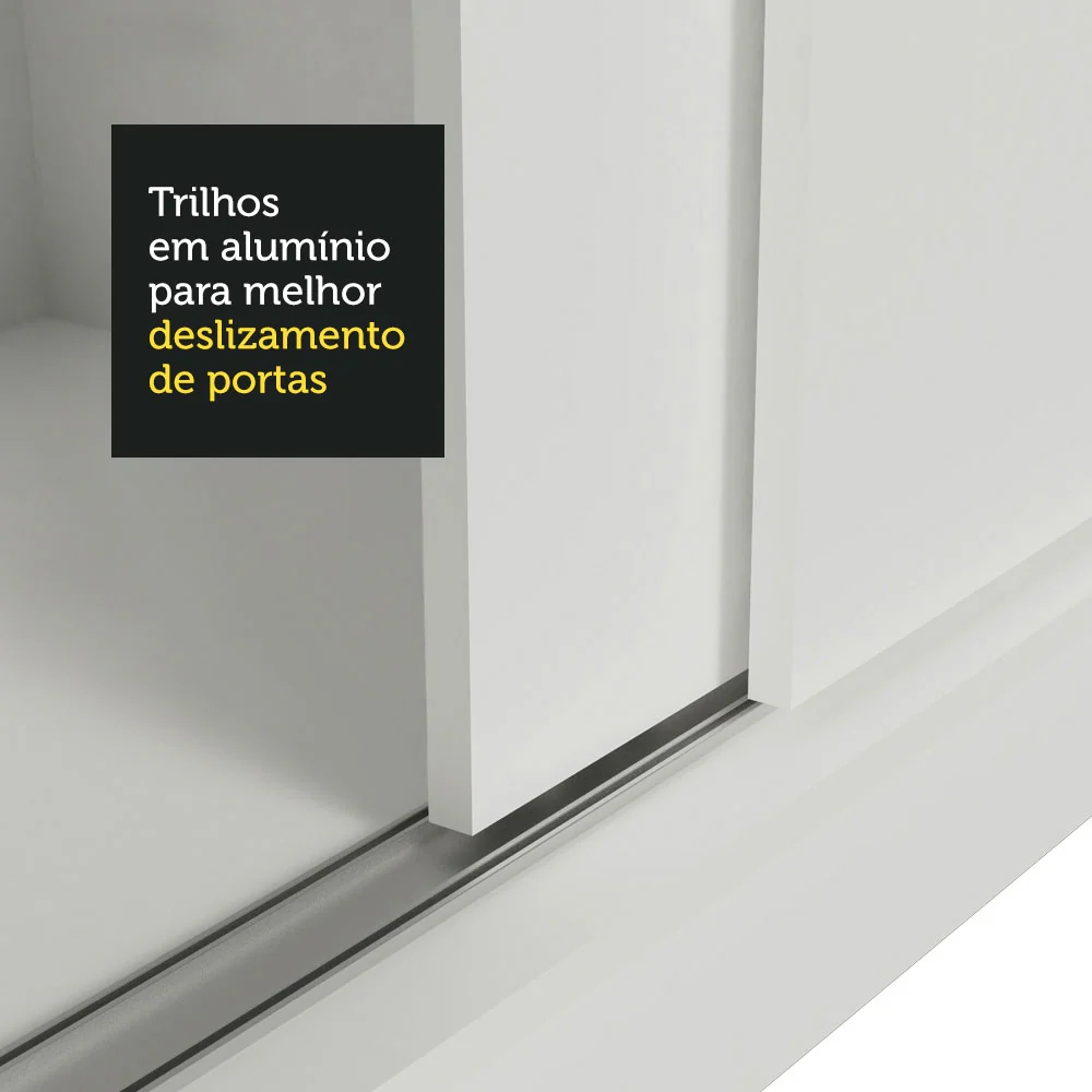Guarda-Roupa Solteiro Madesa Luke 2 Portas de Correr de Espelho Branco - Image 8