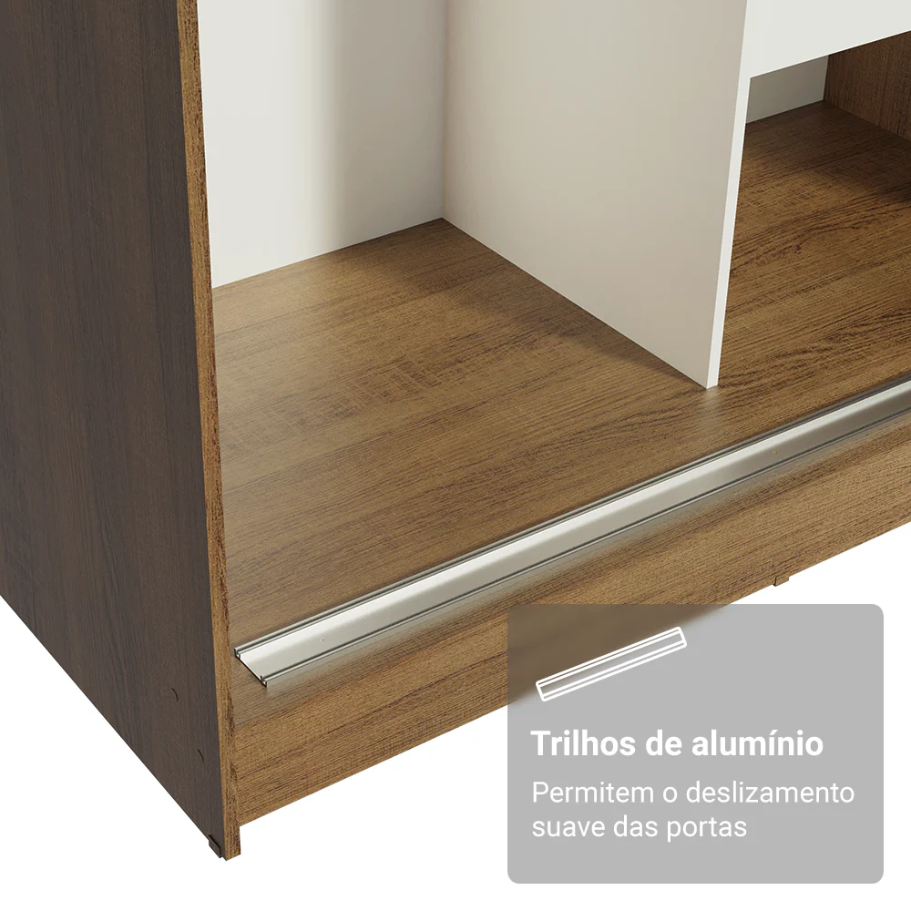 Guarda-Roupa Solteiro Madesa Tokio 2 Portas de Correr 2 Gavetas Rustic/Branco - Image 7