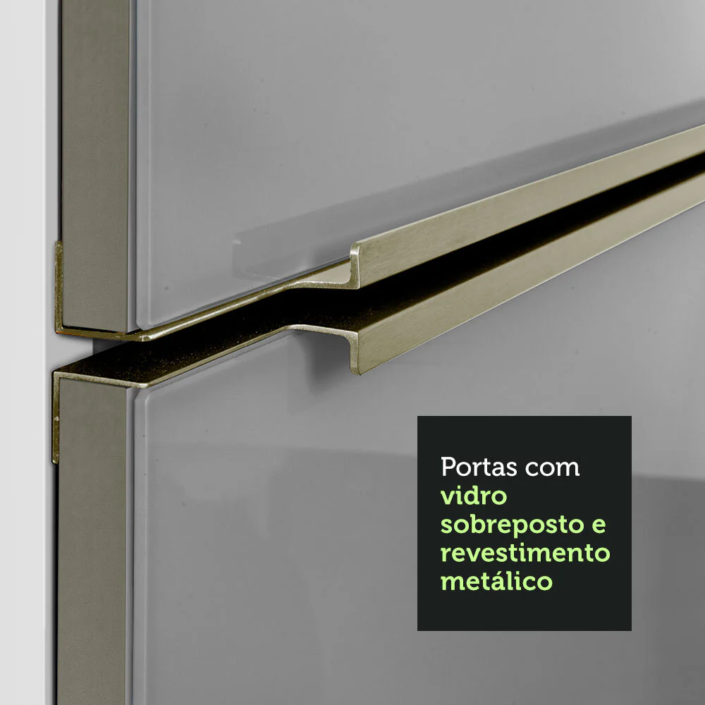 Ilha de Cozinha com Bancada e Balcão 120 cm Branco/Cinza Lux Madesa - Image 7