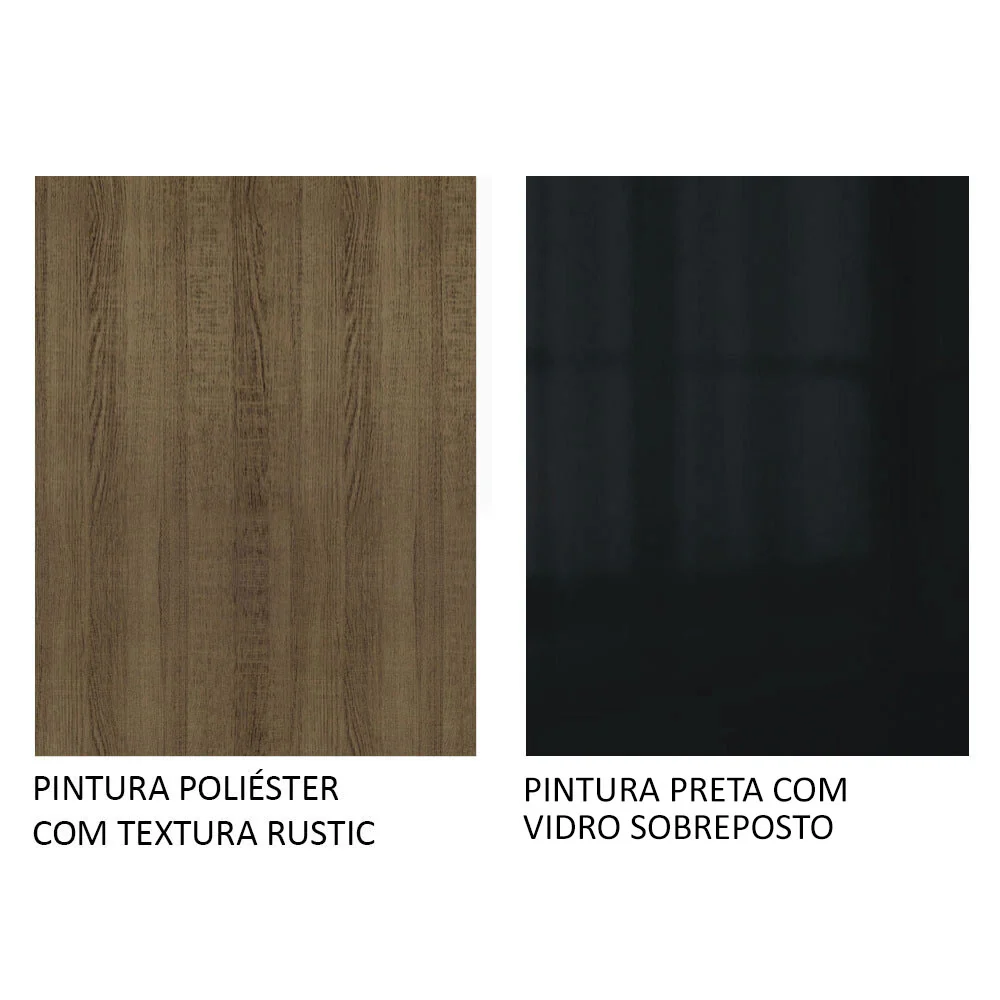 Ilha de Cozinha com Bancada e Balcão 120 cm Rustic/Preto Lux Madesa - Image 9
