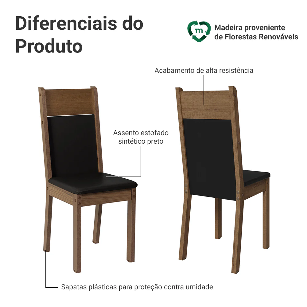 Kit 2 Cadeiras 4280 Madesa Rustic/Preto - Image 4