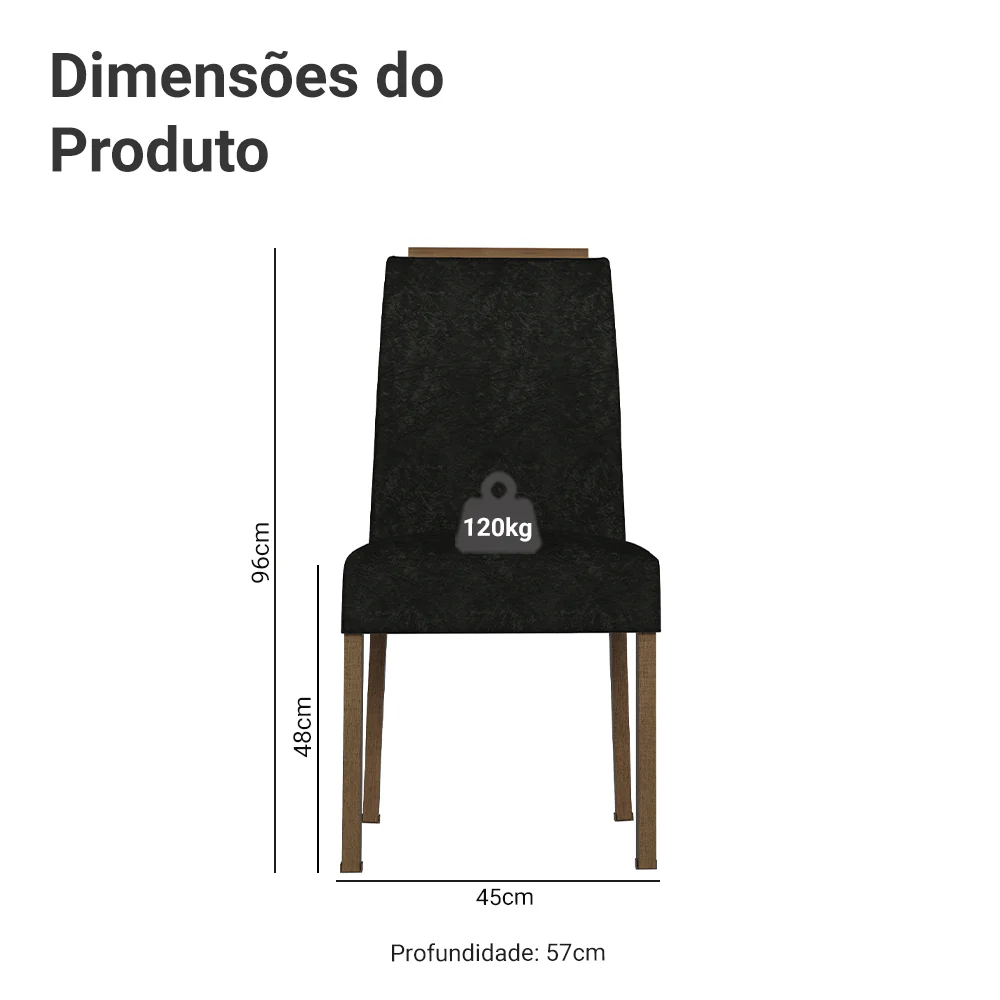 Kit 2 Cadeiras de Jantar 4255 com Espaldar Rustic/Oxford Madesa - Image 3