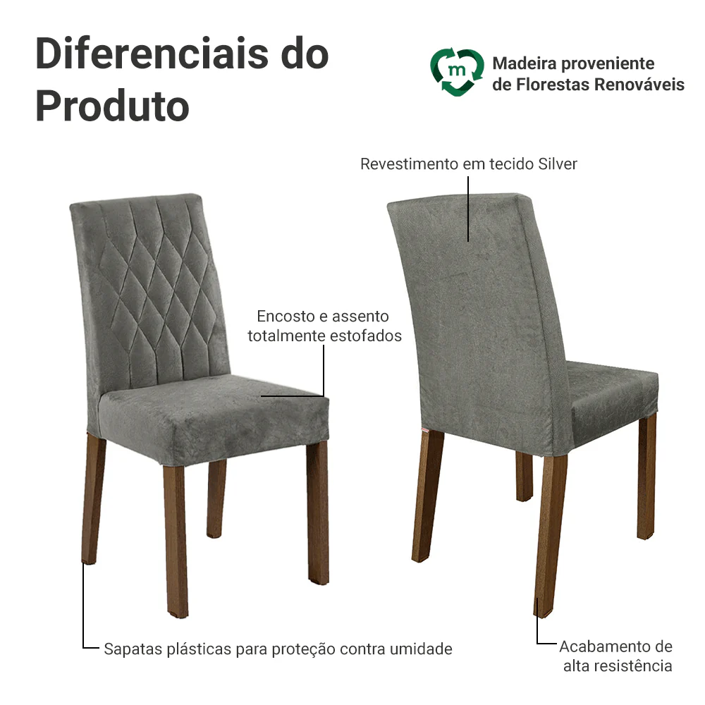 Kit 2 Cadeiras de Jantar 4256 Rustic/Silver Madesa - Image 4