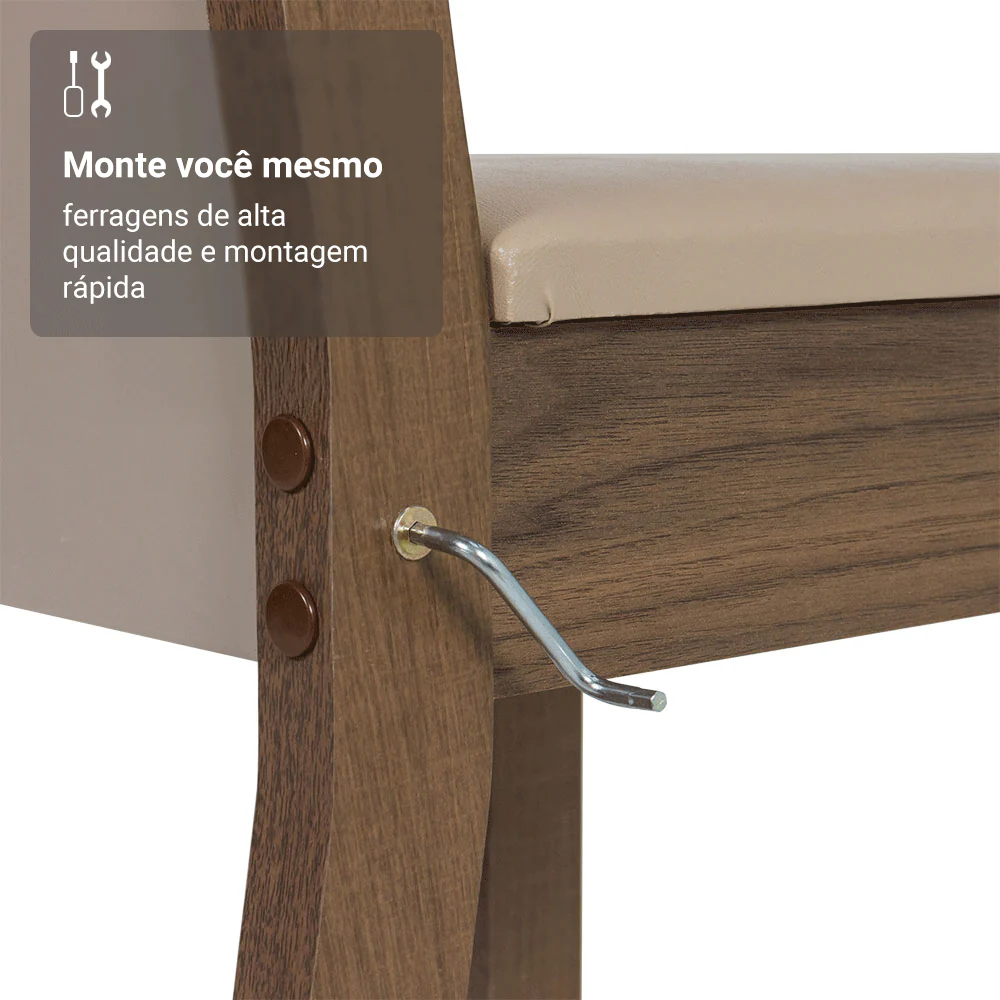 Kit 4 Cadeiras 4280 Madesa Rustic/Crema/Sintético Bege - Image 9