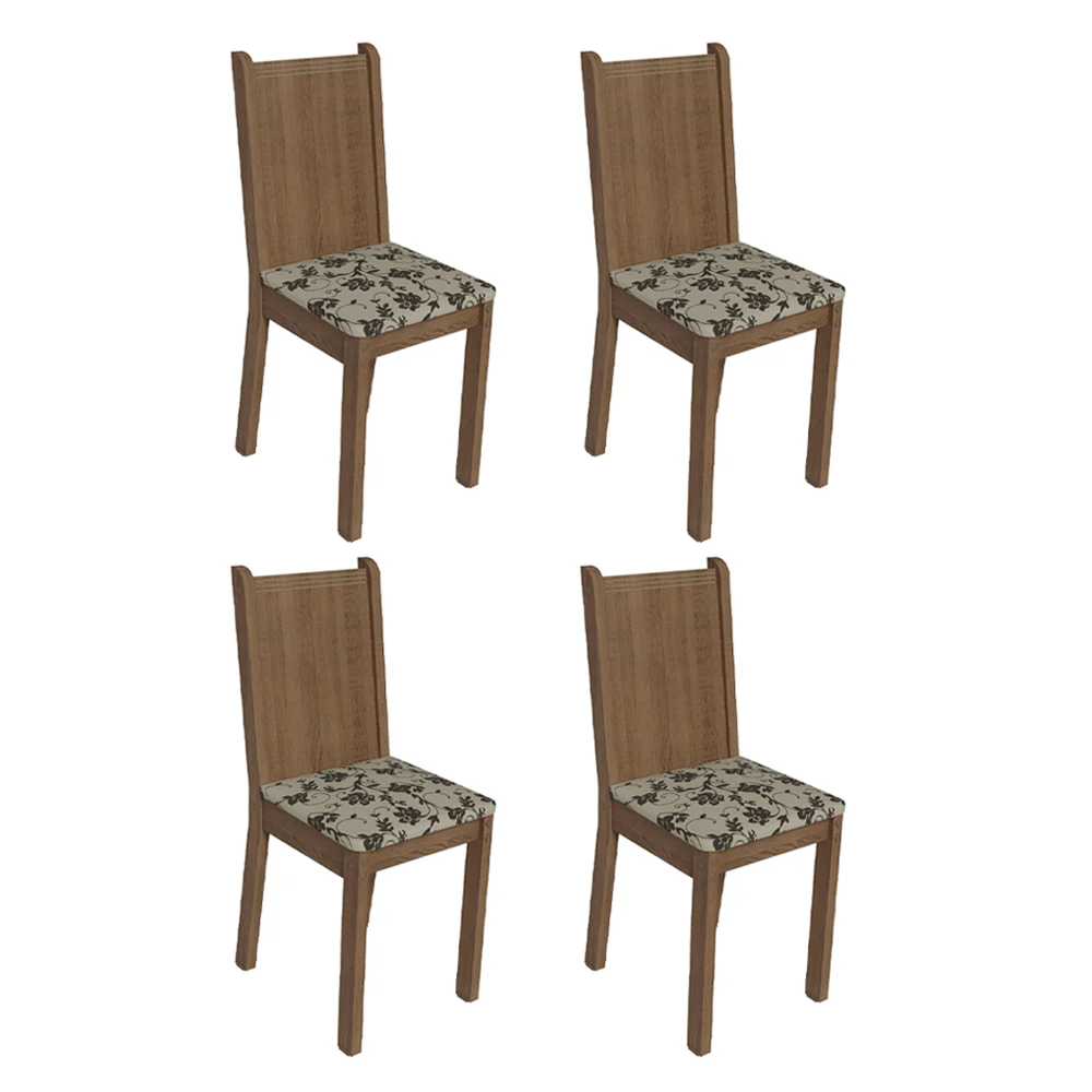 Kit 4 Cadeiras 4290 Madesa Rustic/Bege Marrom - Image 2