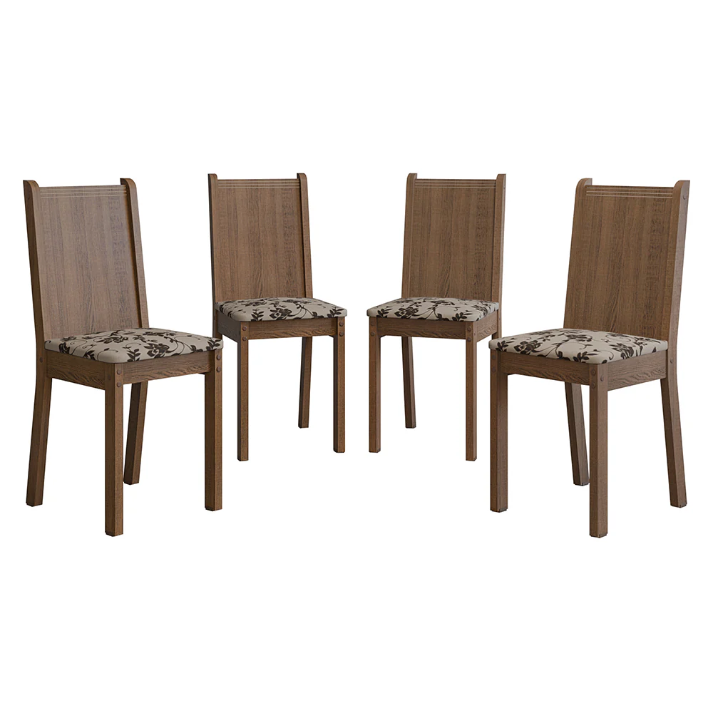 Kit 4 Cadeiras 4290 Madesa Rustic/Bege Marrom - Image 7