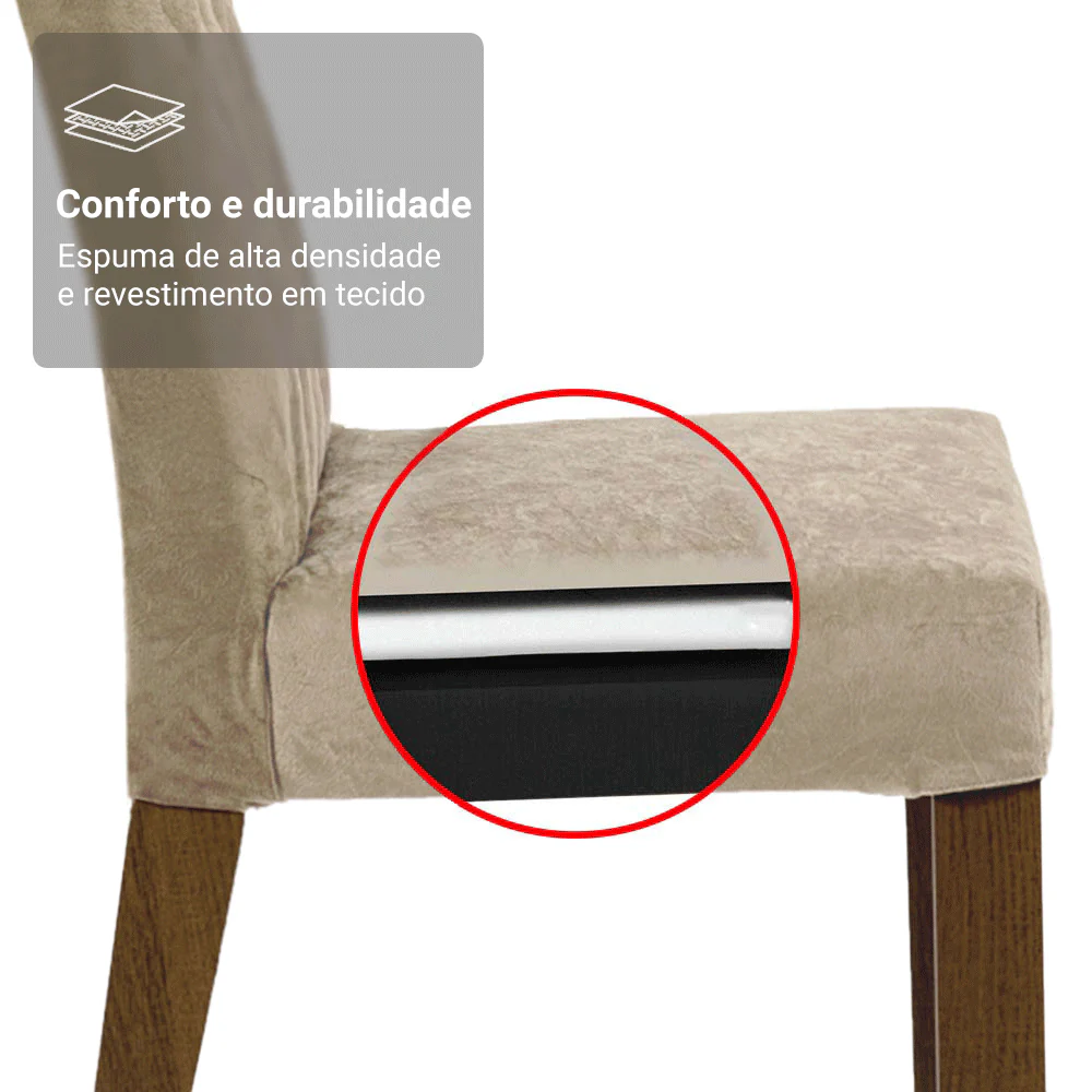 Kit 4 Cadeiras de Jantar Estofadas 4254 com Espaldar Rustic/Imperial Madesa - Image 9